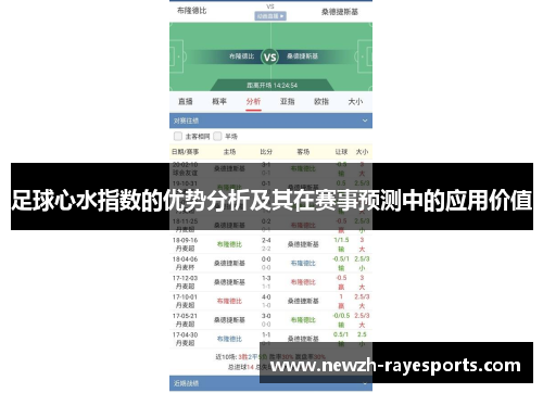 足球心水指数的优势分析及其在赛事预测中的应用价值